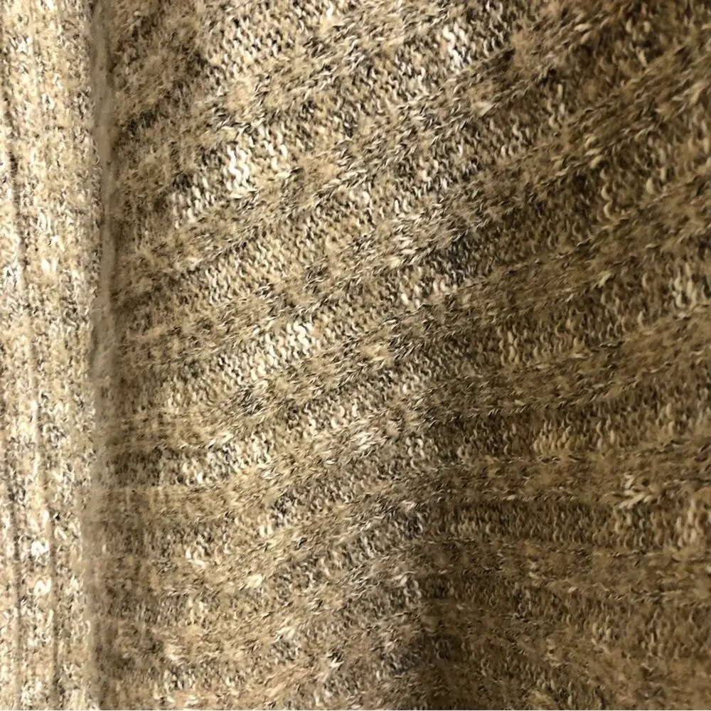 Free People Beached Shell tan ribbed open front wool blend cardigan size Small